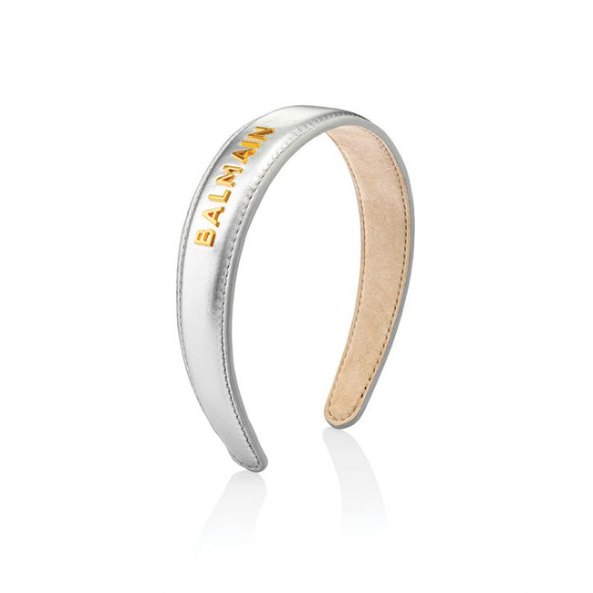 Balmain haar leren haarband zilver